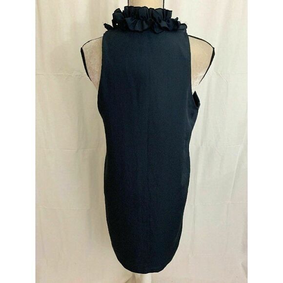 Zara Womens Solid Navy Blue Ruffle Tank Mini Dress Medium - Picture 4 of 6